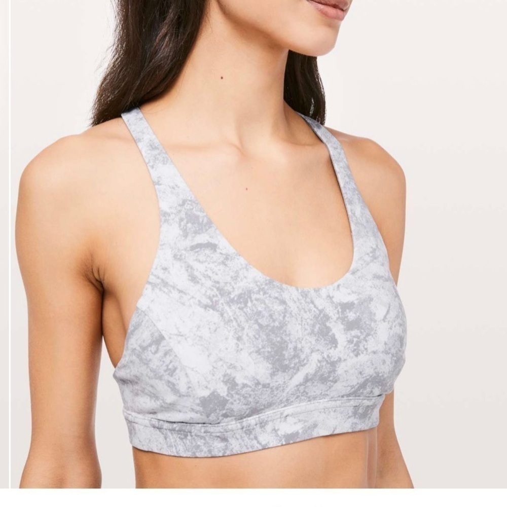 Lululemon Flow Freely Washed Marble Alpine White Silver-screen Yoga Sports Bra
